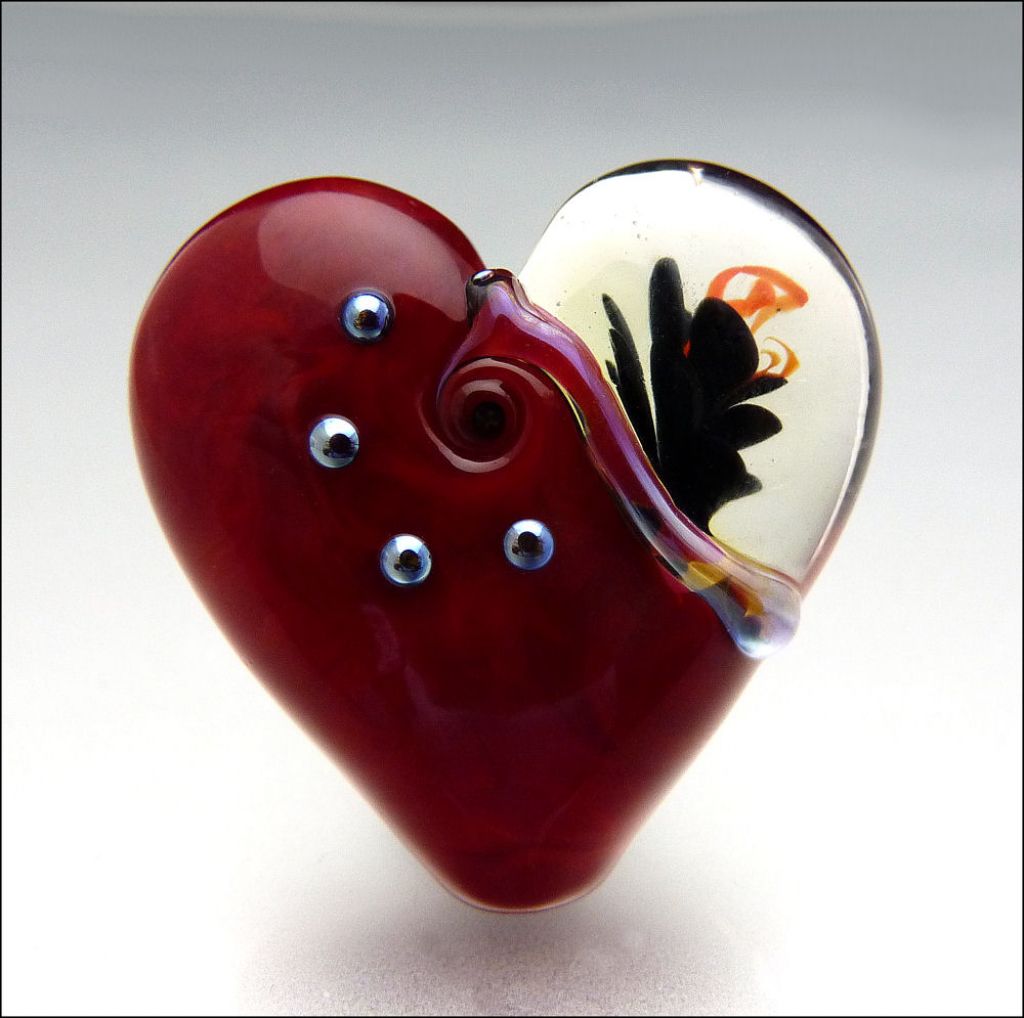 glass art14 Handmade Lampwork Hearts by Stephanie